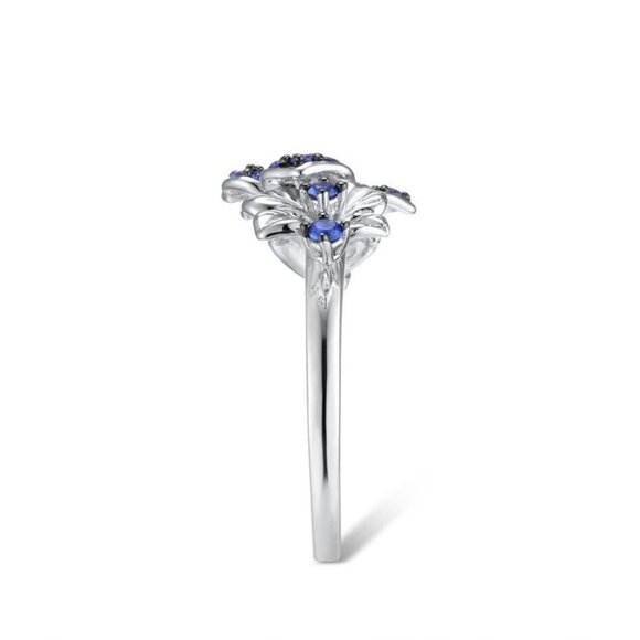 💍Beautiful Royal Blue Flower Pure Zircon Silver Rings for Women, INDN8274 - Picture 4 of 6